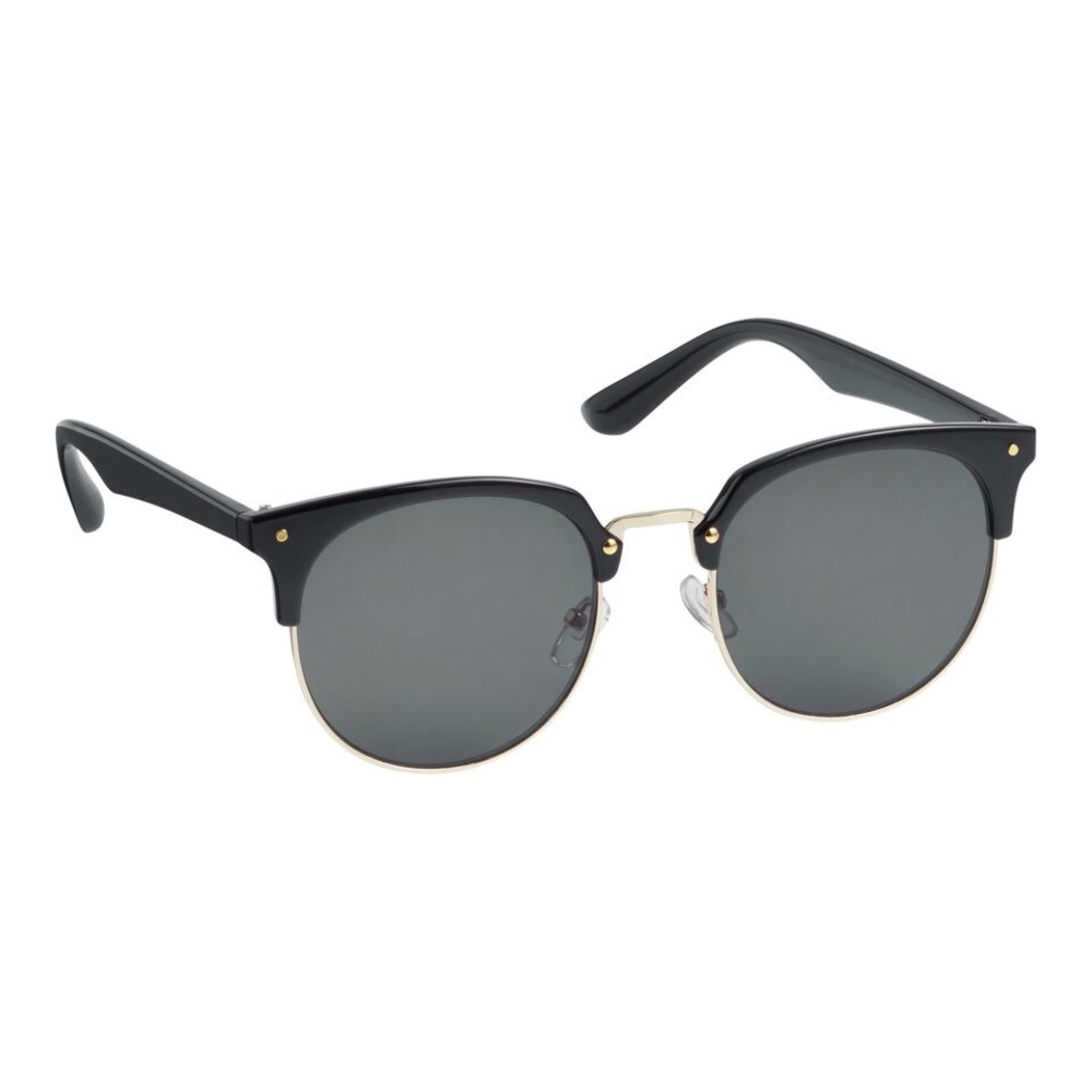 Classic Retro Black And Gold Browline Polarized Sunglasses
